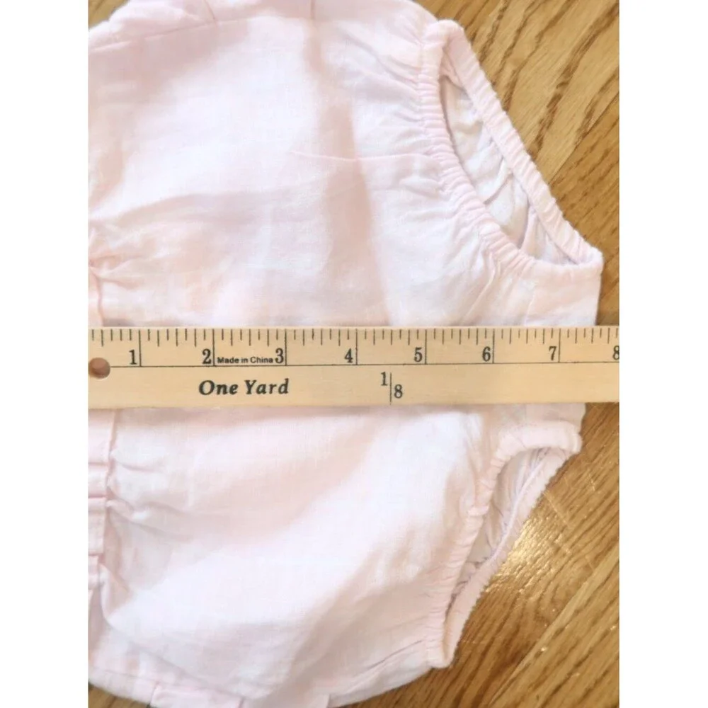 IL GUFO baby girl 2 piece set white pink 100% linen top bloomer summer event 12M
